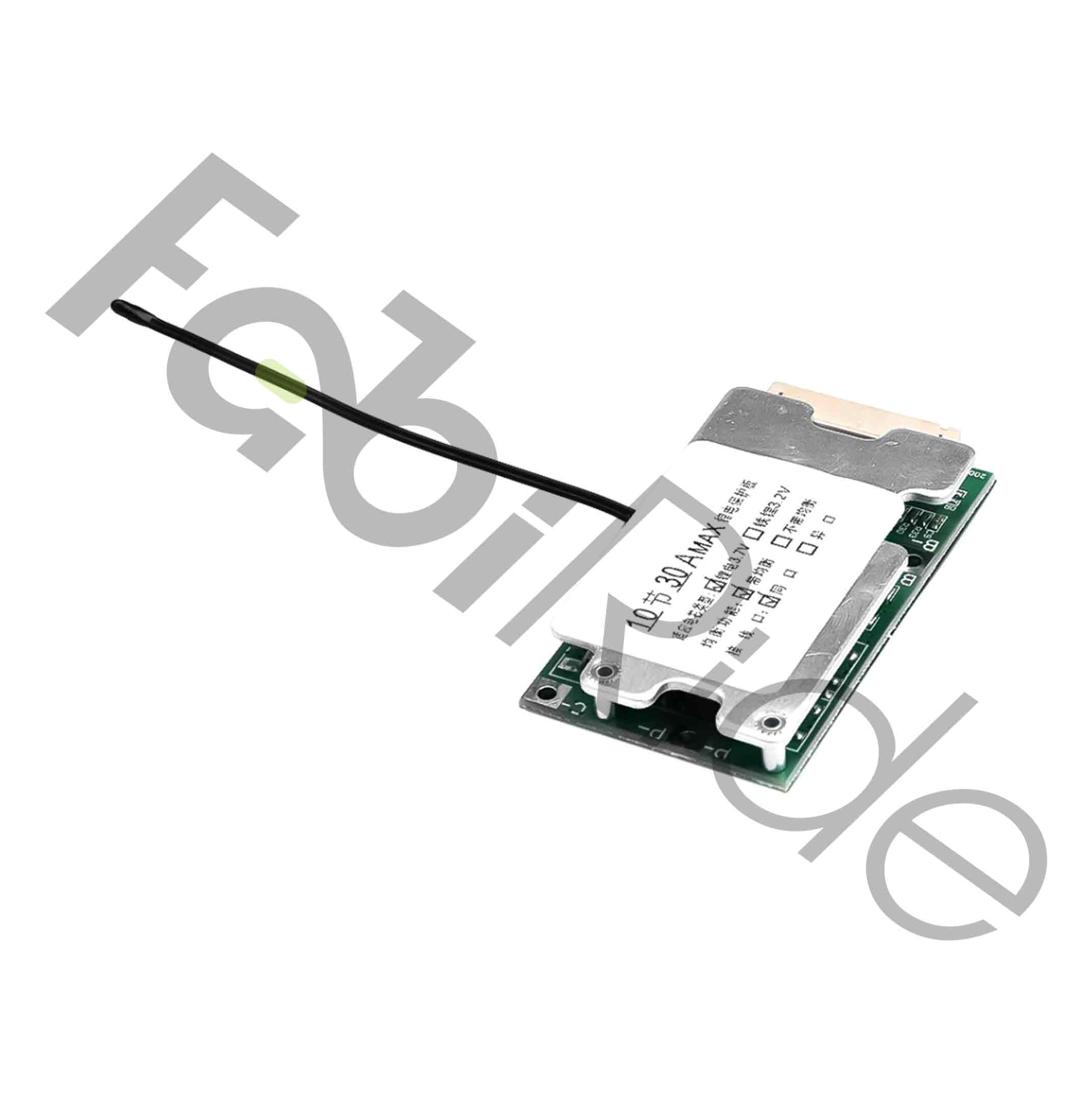 Płytka BMS 10S 36V o wymiarach 64 × 35 mm z zaciskami B- i P-/C-
